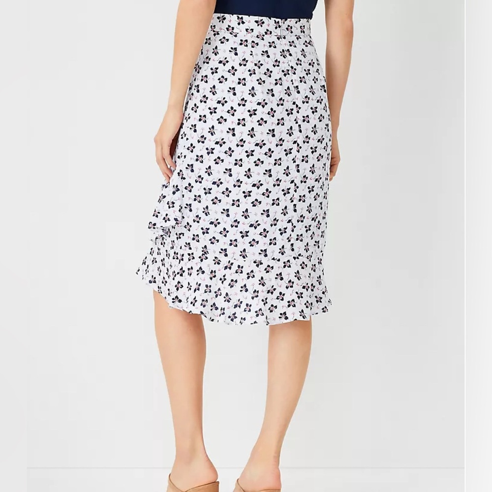 Ann Taylor Floral Wrap Flounce Skirt